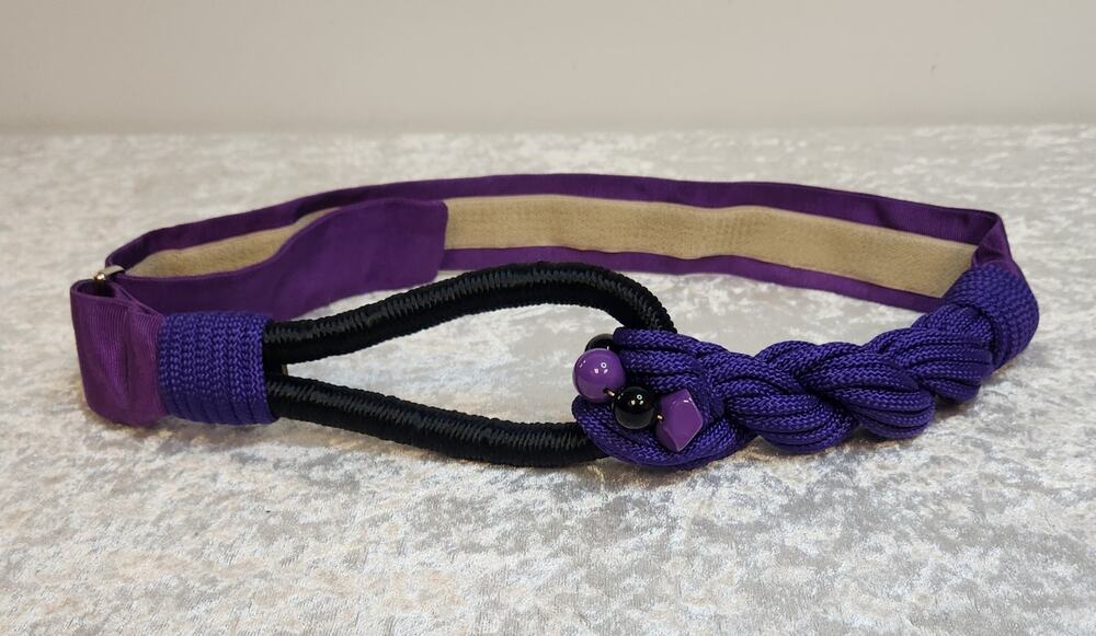 Vintage Carolyn Tanner Design Purple & Black Braided Belt-Size Small